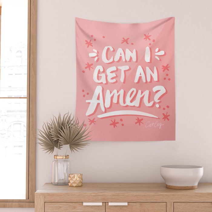 Can I Get An Amen? - Blush Pink Palette Wall Tapestry Gallery Image 2