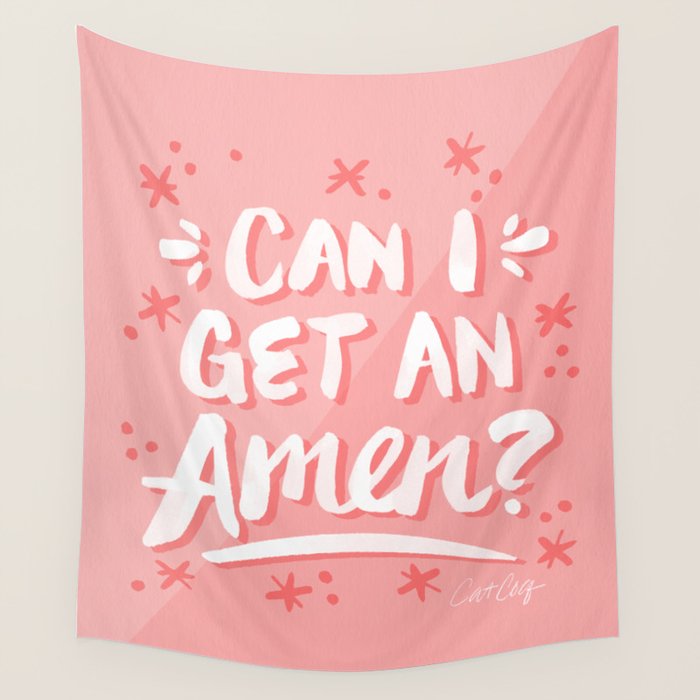 Can I Get An Amen? - Blush Pink Palette Wall Tapestry Gallery Image 1