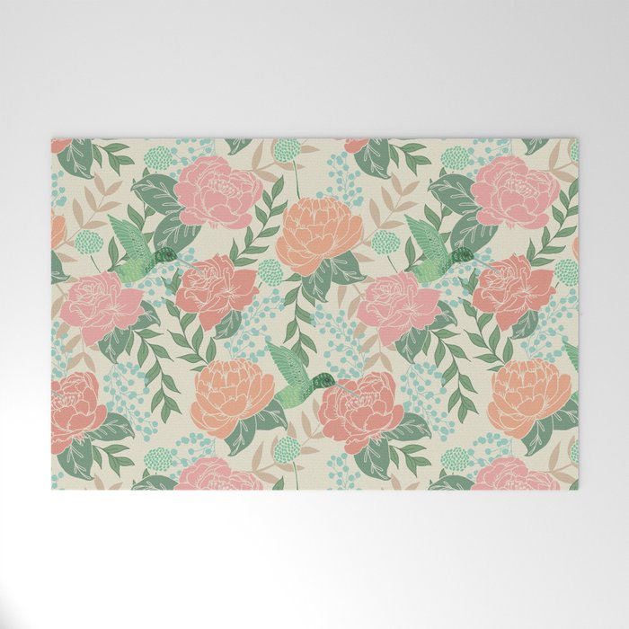 Victorian Garden with Hummingbird Welcome Mat Gallery Image 1