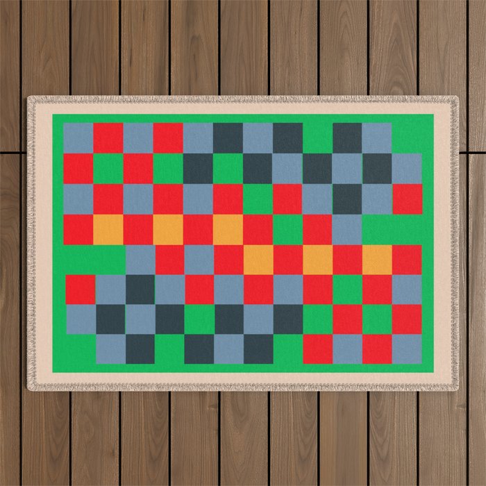 Colorful Checkerboard 2 Outdoor Rug Gallery Image 1