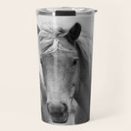 Horses - Black & White Travel Mug Gallery Image 1