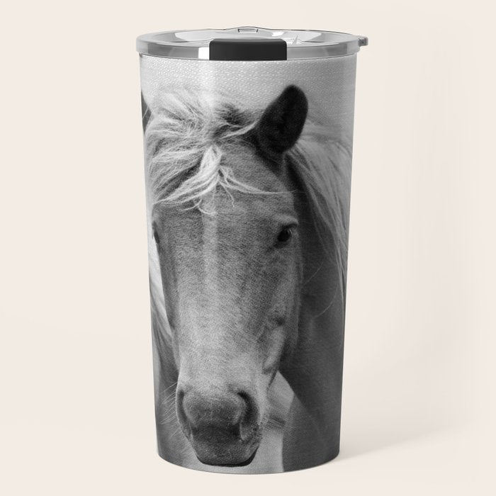 Horses - Black & White Travel Mug Gallery Image 1