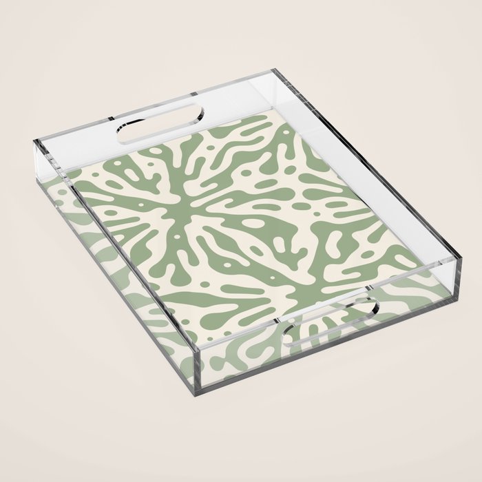 Organic Matter in Ivory and Green Acrylic Tray Gallery Image 1