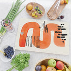 Mid Century Modern abstract Minimalist Fun Colorful Shapes Patterns Orange Watercolor Wiggle Stroke Cutting Board Gallery Image 2