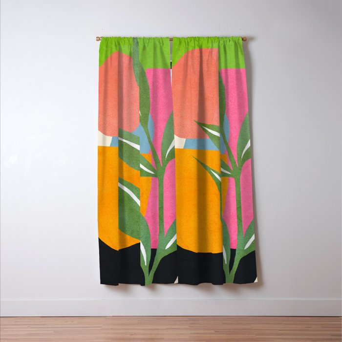 Minimal Modern Abstract Leaves 14 Window Curtain Gallery Image 3