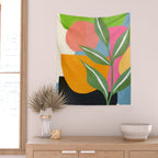 Minimal Modern Abstract Leaves 14 Wall Tapestry Gallery Image 2