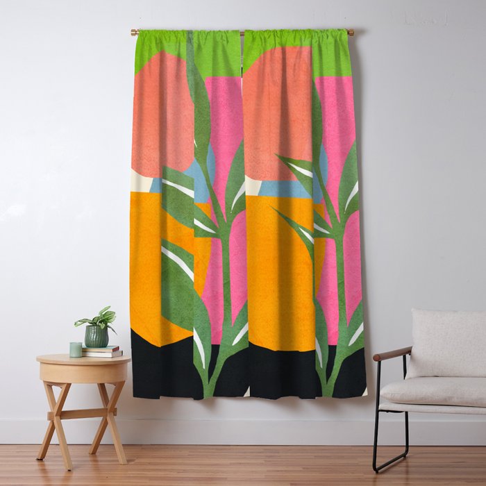 Minimal Modern Abstract Leaves 14 Window Curtain Gallery Image 5