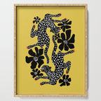 Bold Leopard Art Print on Pink with Floral Accents - Modern Animal Wall Art Serving Tray Gallery Image 1