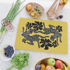 Bold Leopard Art Print on Pink with Floral Accents - Modern Animal Wall Art Cutting Board Gallery Image 2