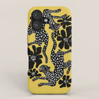 Bold Leopard Art Print on Pink with Floral Accents - Modern Animal Wall Art iPhone Case Gallery Image 1