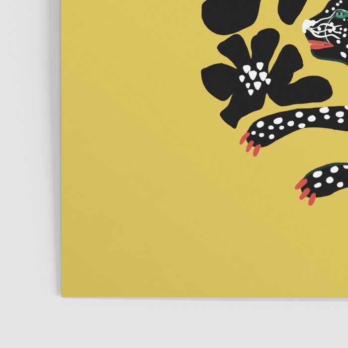 Bold Leopard Art Print on Pink with Floral Accents - Modern Animal Wall Art Poster Gallery Image 3