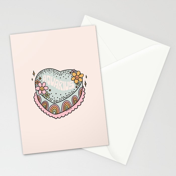 Aquarius Heart Cake Stationery Card Gallery Image 2