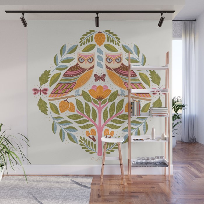 Woodland Owls - Multi-colored Wall Mural Gallery Image 1