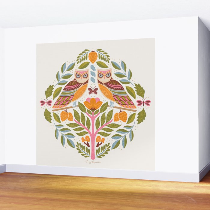 Woodland Owls - Multi-colored Wall Mural Gallery Image 2