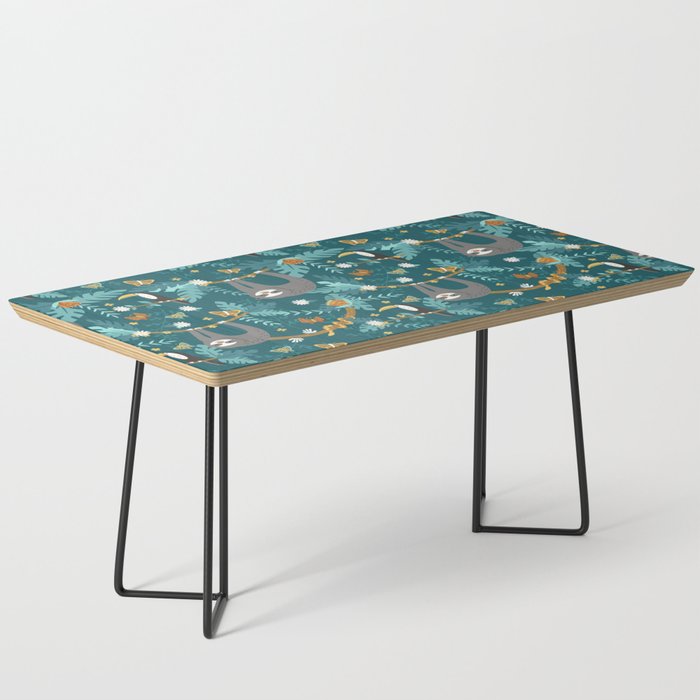 Sloth Hanging in a Teal Forest Coffee Table Gallery Image 1