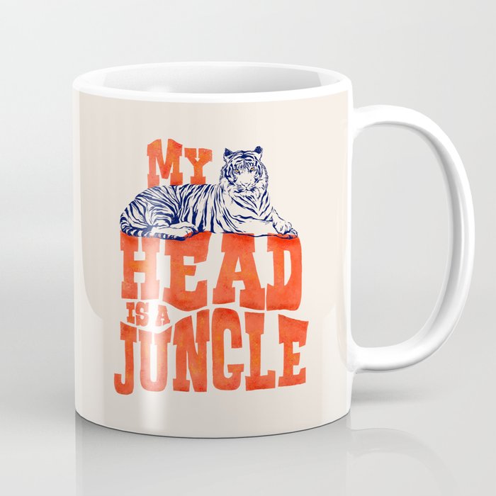 My Head is a Jungle-Tiger typography Coffee Mug Gallery Image 1