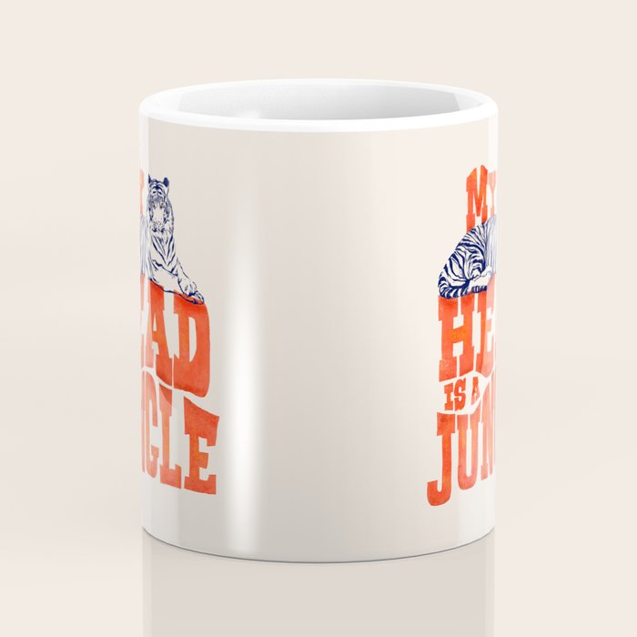 My Head is a Jungle-Tiger typography Coffee Mug Gallery Image 4