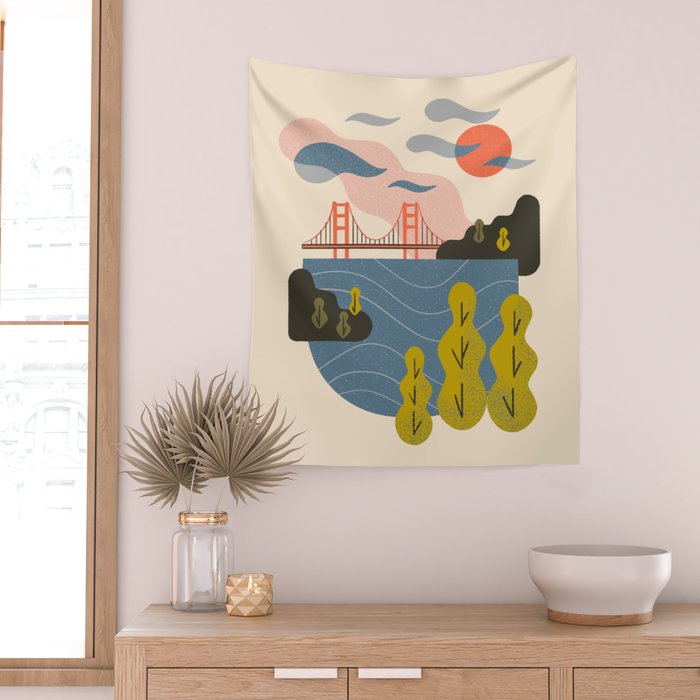 Bay Sunset Wall Tapestry Gallery Image 2