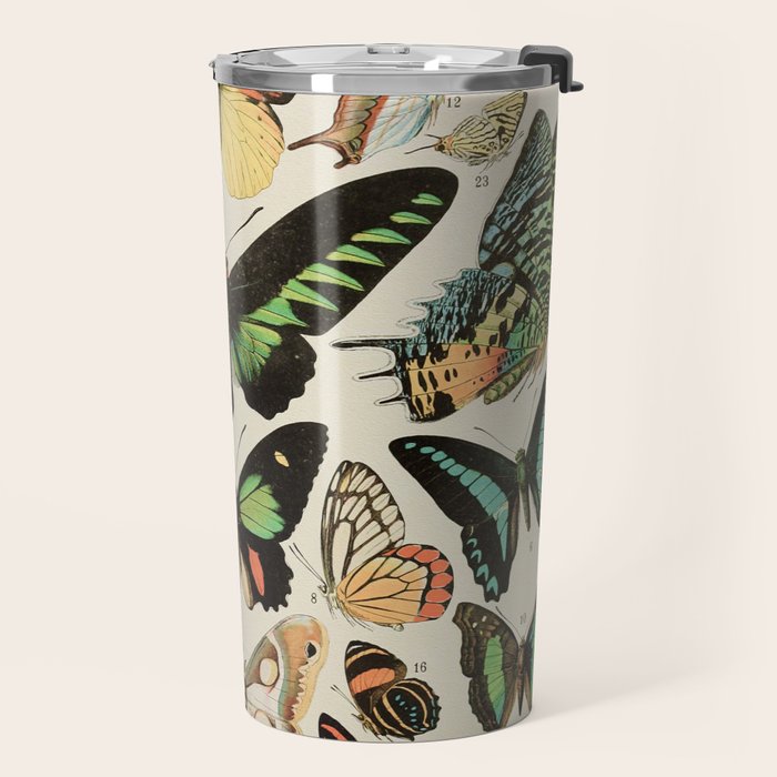 Papillon II Vintage French Butterfly Chart by Adolphe Millot Travel Mug Gallery Image 2