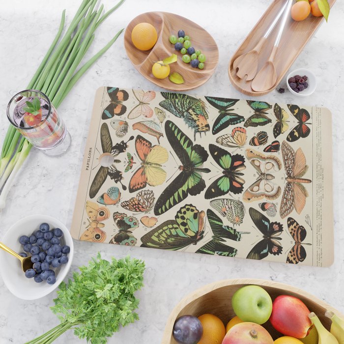 Papillon II Vintage French Butterfly Chart by Adolphe Millot Cutting Board Gallery Image 2