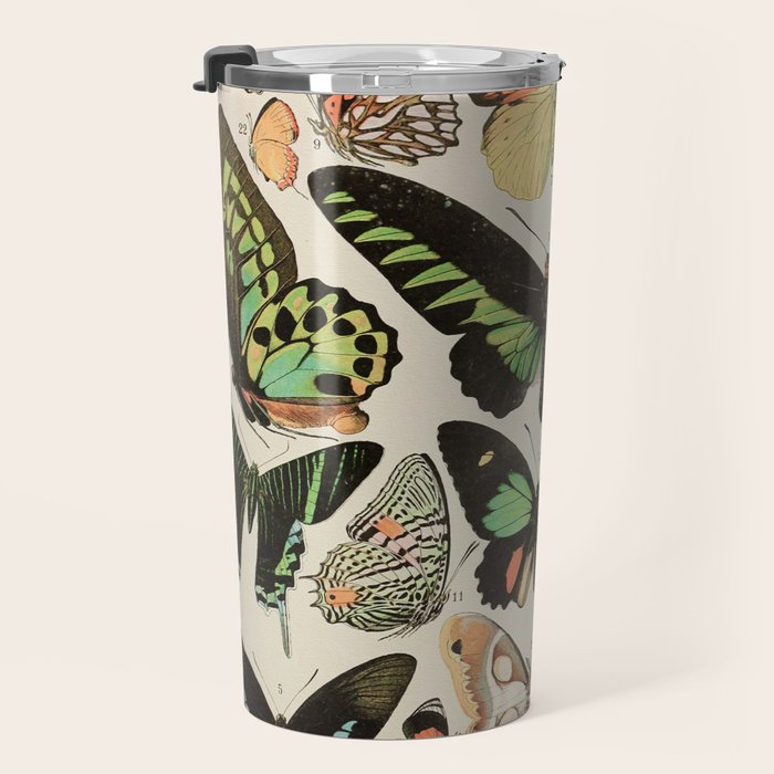 Papillon II Vintage French Butterfly Chart by Adolphe Millot Travel Mug Gallery Image 3