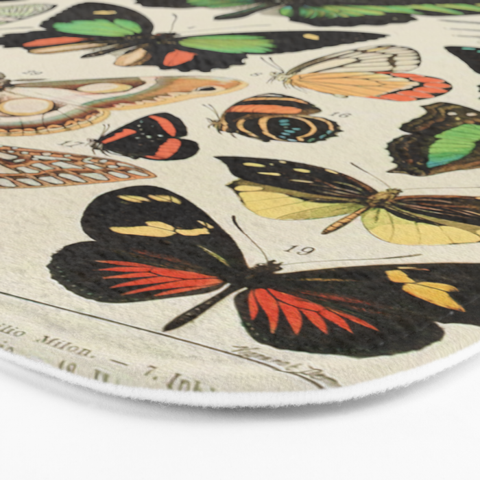 Papillon II Vintage French Butterfly Chart by Adolphe Millot Bath Mat Gallery Image 3