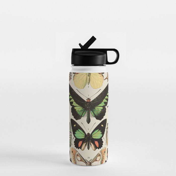 Papillon II Vintage French Butterfly Chart by Adolphe Millot Water Bottle Gallery Image 1