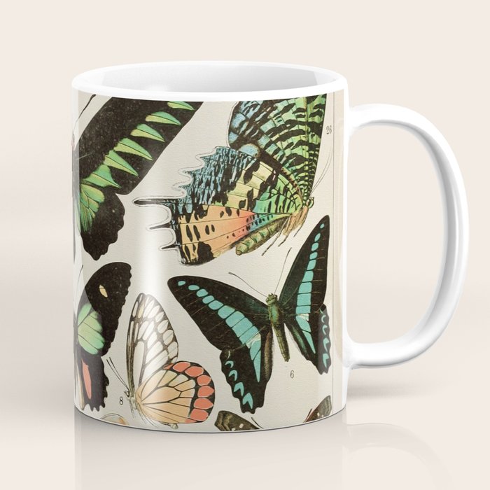 Papillon II Vintage French Butterfly Chart by Adolphe Millot Coffee Mug Gallery Image 1