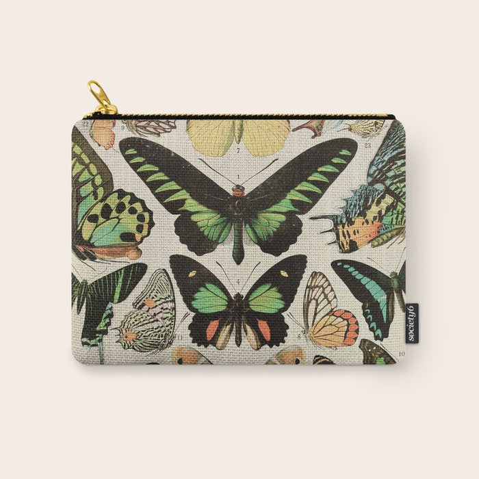 Papillon II Vintage French Butterfly Chart by Adolphe Millot Carry All Pouch Gallery Image 1