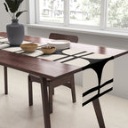 Mid Century Modern Geometric Pattern 157 Mid Mod Black and Linen White Table Runner Gallery Image 2
