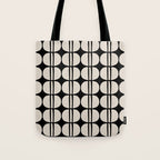 Mid Century Modern Geometric Pattern 157 Mid Mod Black and Linen White Tote Bag Gallery Image 1