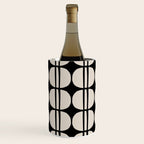 Mid Century Modern Geometric Pattern 157 Mid Mod Black and Linen White Wine Chiller Gallery Image 1