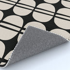 Mid Century Modern Geometric Pattern 157 Mid Mod Black and Linen White Rug Gallery Image 4