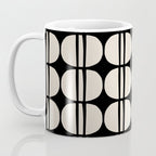 Mid Century Modern Geometric Pattern 157 Mid Mod Black and Linen White Coffee Mug Gallery Image 3