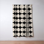 Mid Century Modern Geometric Pattern 157 Mid Mod Black and Linen White Window Curtain Gallery Image 3