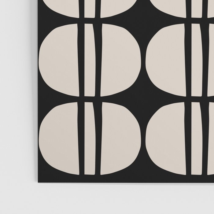 Mid Century Modern Geometric Pattern 157 Mid Mod Black and Linen White Poster Gallery Image 3