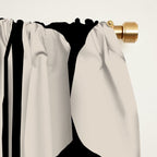 Mid Century Modern Geometric Pattern 157 Mid Mod Black and Linen White Window Curtain Gallery Image 2