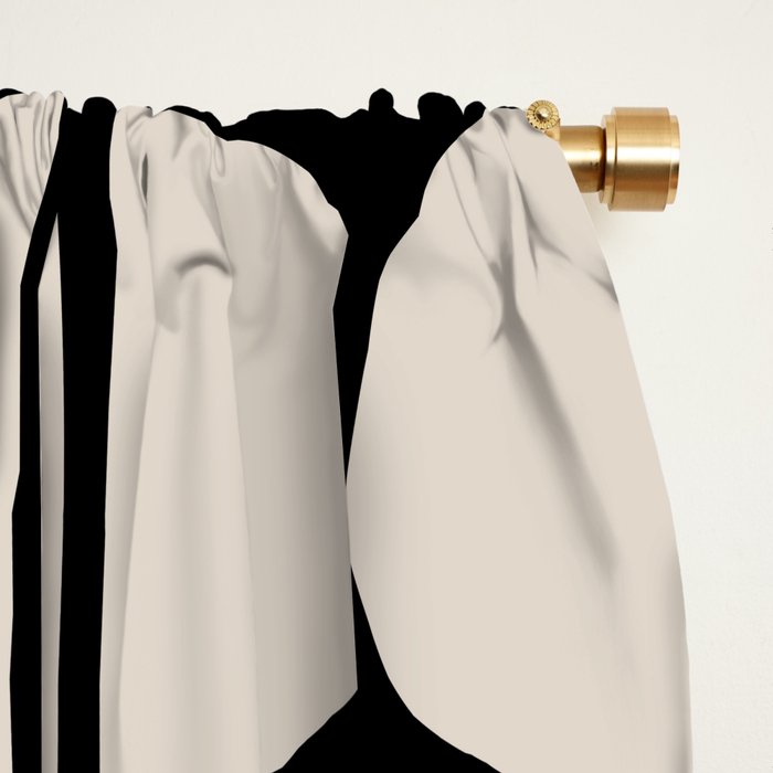 Mid Century Modern Geometric Pattern 157 Mid Mod Black and Linen White Window Curtain Gallery Image 2