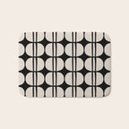 Mid Century Modern Geometric Pattern 157 Mid Mod Black and Linen White Bath Mat Gallery Image 1