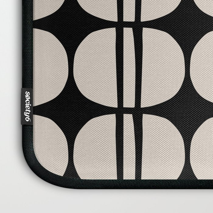 Mid Century Modern Geometric Pattern 157 Mid Mod Black and Linen White Laptop Sleeve Gallery Image 3