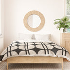 Mid Century Modern Geometric Pattern 157 Mid Mod Black and Linen White Duvet Cover Gallery Image 3