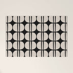 Mid Century Modern Geometric Pattern 157 Mid Mod Black and Linen White Welcome Mat Gallery Image 1