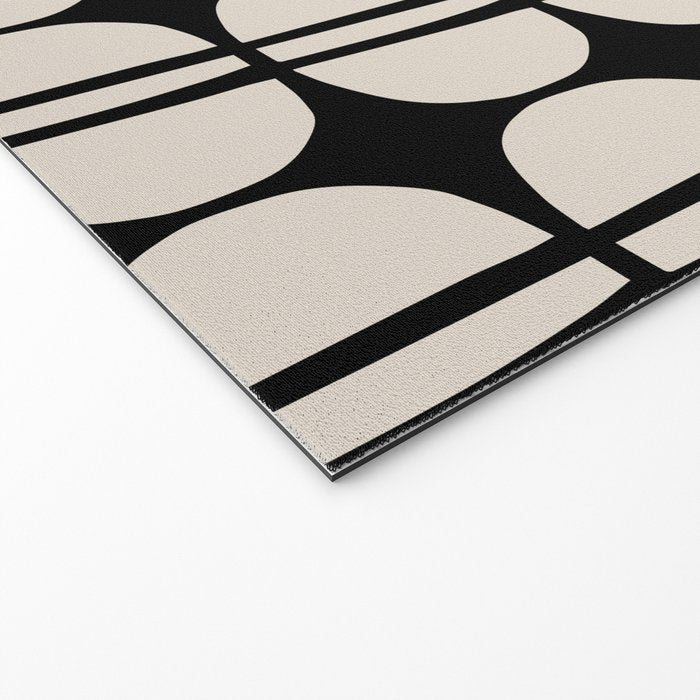 Mid Century Modern Geometric Pattern 157 Mid Mod Black and Linen White Welcome Mat Gallery Image 2