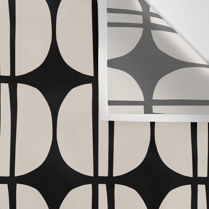 Mid Century Modern Geometric Pattern 157 Mid Mod Black and Linen White Wall Tapestry Gallery Image 3