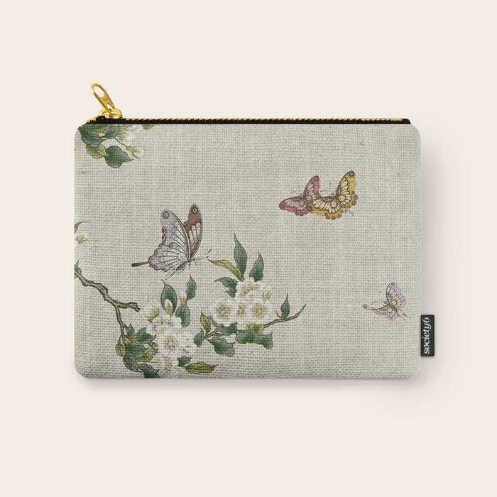 Pear flowers and butterflies type A - Minhwa : Koreafolkpainting Carry All Pouch Gallery Image 1