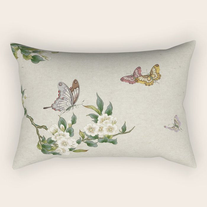 Pear flowers and butterflies type A - Minhwa : Koreafolkpainting Rectangular Pillow Gallery Image 2