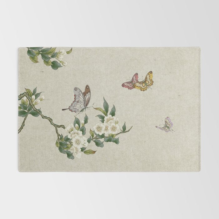 Pear flowers and butterflies type A - Minhwa : Koreafolkpainting Rug Gallery Image 2