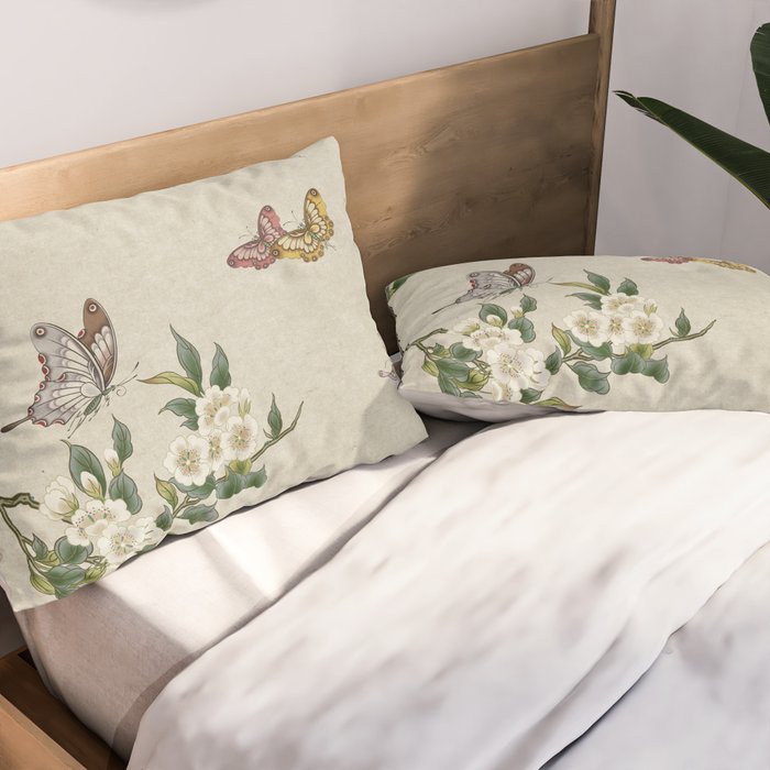 Pear flowers and butterflies type A - Minhwa : Koreafolkpainting Pillow Sham Gallery Image 2
