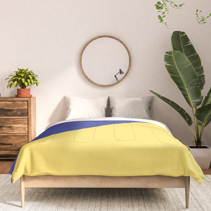 Modern royal blue sunshine yellow trendy color block Comforter Gallery Image 3