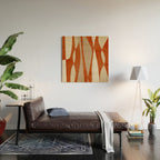 Burnt-Orange Tan Beige Lines Abstract Artwork Wood Wall Art Gallery Image 2